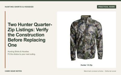 Editorial cover: Two Hunter Quarter-Zip Listings: Verify the Construction Before Replacing One. Merchant photos: Hunter 1/4 Zip.