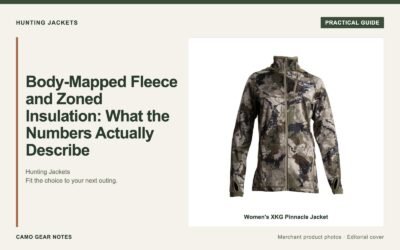 Editorial cover: Body-Mapped Fleece and Zoned Insulation: What the Numbers Actually Describe. Merchant photos: Women's XKG Pinnacle Jacket.