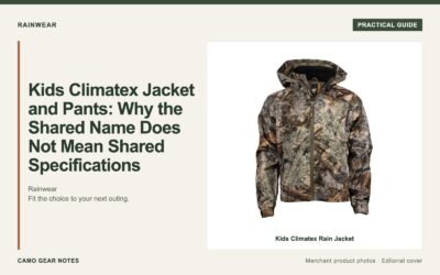 Editorial cover: Kids Climatex Jacket and Pants: Why the Shared Name Does Not Mean Shared Specifications. Merchant photos: Kids Climatex Rain Jacket.