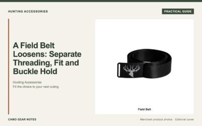 Editorial cover: A Field Belt Loosens: Separate Threading, Fit and Buckle Hold. Merchant photos: Field Belt.